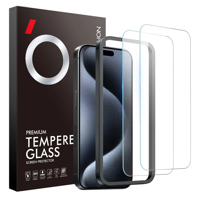NORTHJO 2Pcs A+ For iPhone 15 Pro Max Screen Protector 2.5D Tempered Glass Film with Installation Frame - 1
