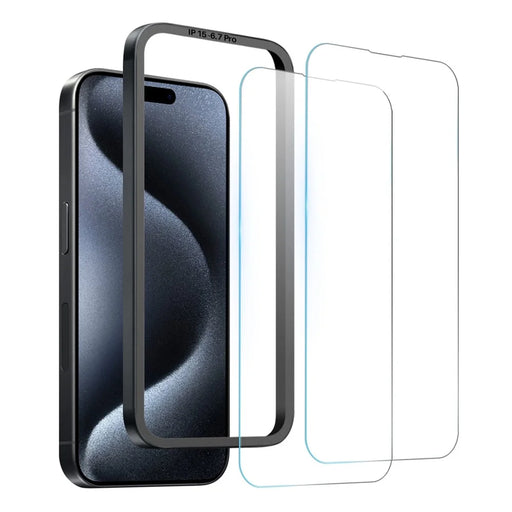 NORTHJO 2Pcs A+ For iPhone 15 Pro Max Screen Protector 2.5D Tempered Glass Film with Installation Frame - 2