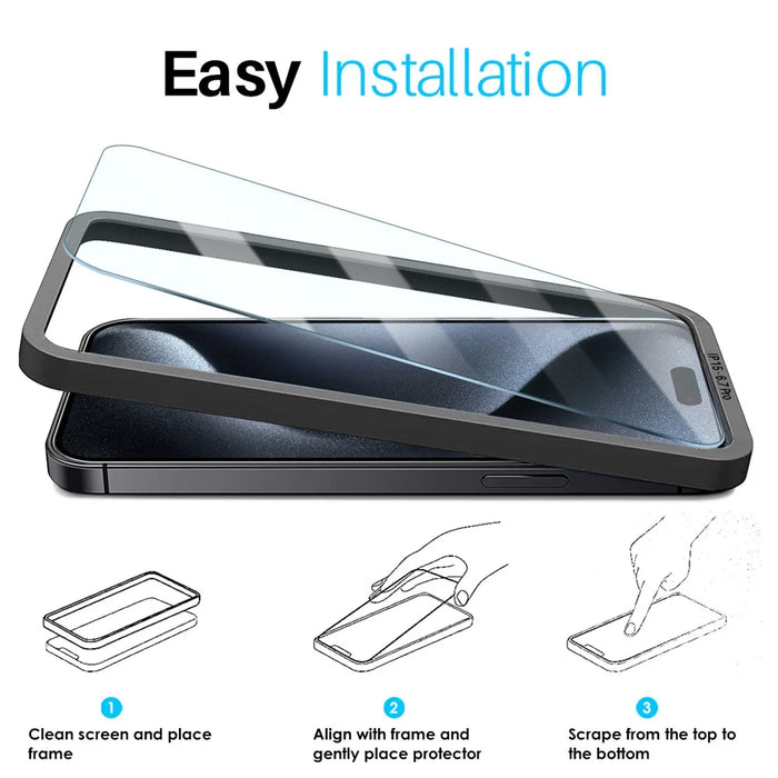 NORTHJO 2Pcs A+ For iPhone 15 Pro Max Screen Protector 2.5D Tempered Glass Film with Installation Frame - 3