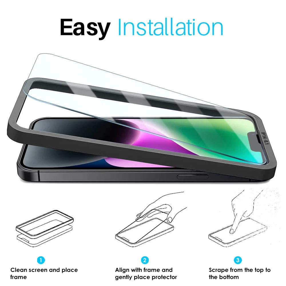 NORTHJO 2Pcs A+ For iPhone 14 Screen Protector Ultra Clear Tempered Glass Film with Installation Tool - 3