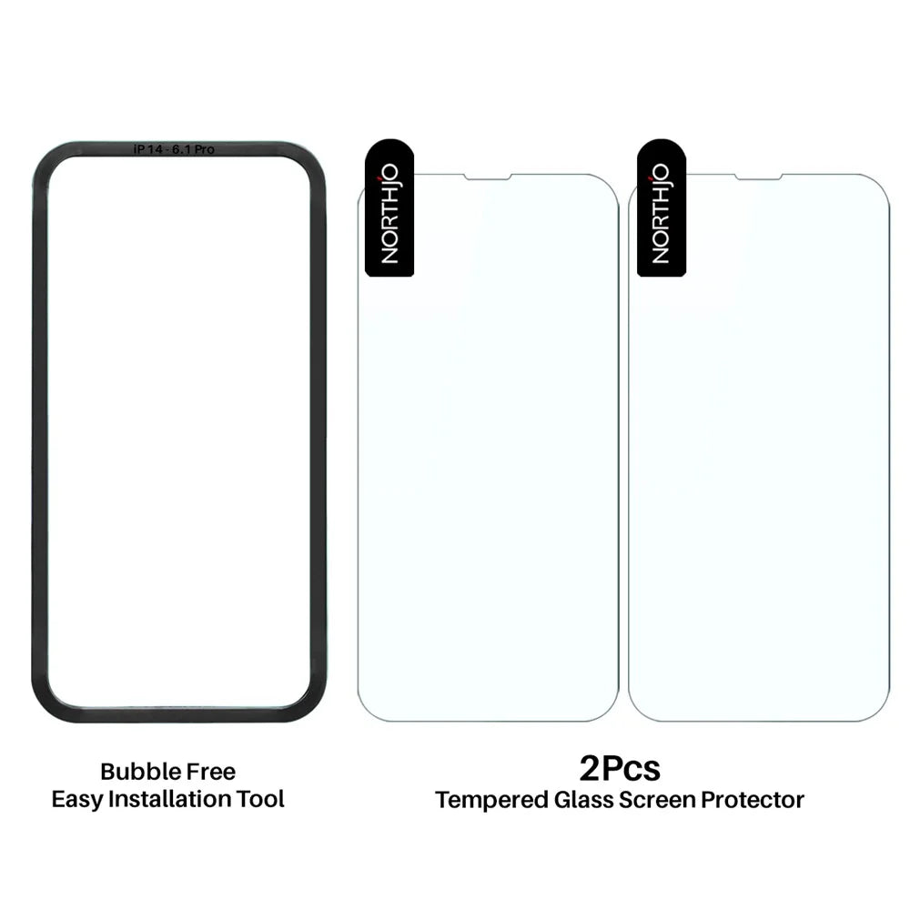 NORTHJO 2Pcs A+ For iPhone 14 Pro Clear Screen Protector 0.3mm 2.5D Tempered Glass Film with Installation Tool - 7