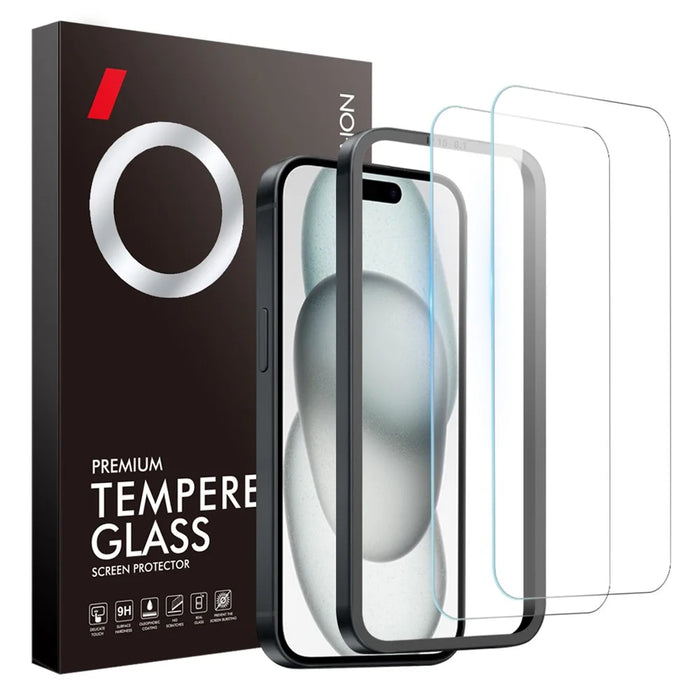 NORTHJO 2Pcs A+ For iPhone 15 Clear Screen Protector 0.3mm 2.5D Tempered Glass Film with Installation Tool - 1