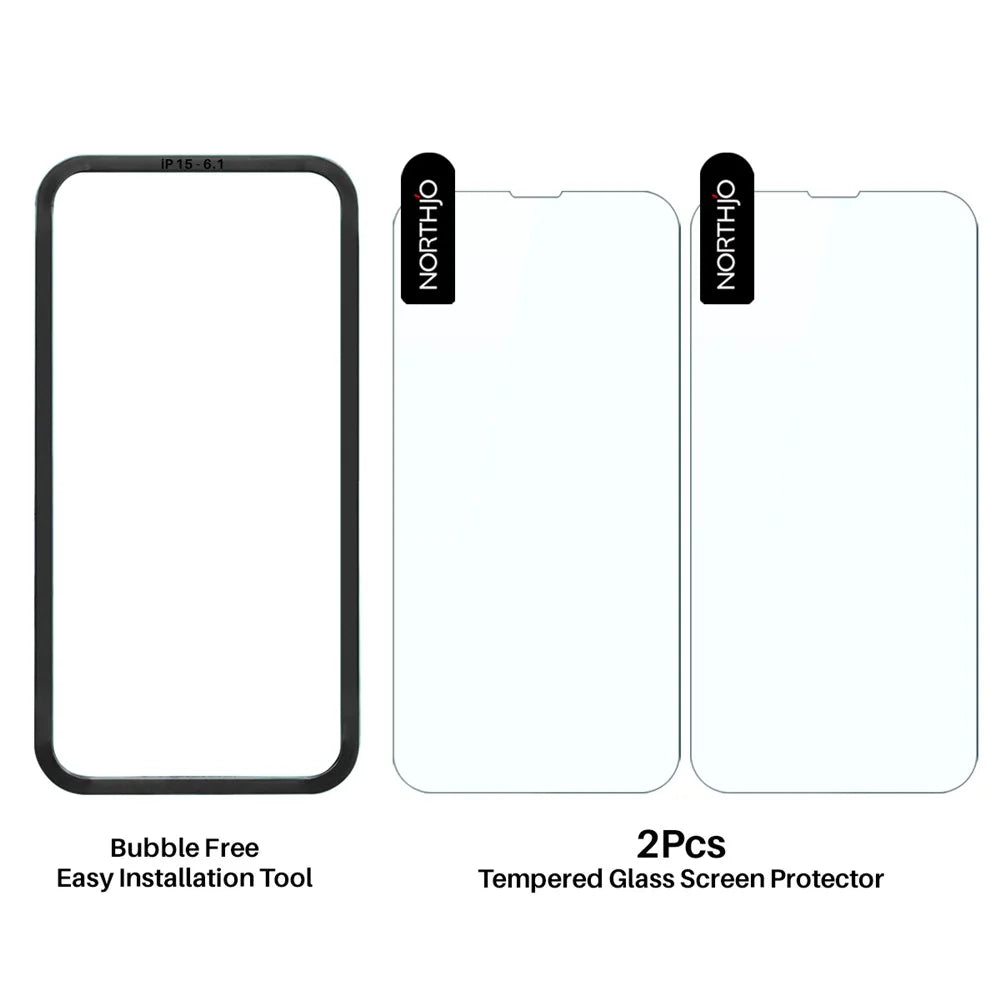 NORTHJO 2Pcs A+ For iPhone 15 Clear Screen Protector 0.3mm 2.5D Tempered Glass Film with Installation Tool - 7