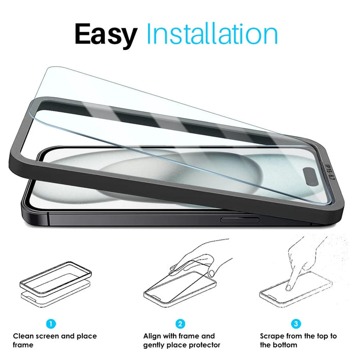 NORTHJO 2Pcs A+ For iPhone 15 Plus Screen Protector Easy Installation Tempered Glass Film - 4