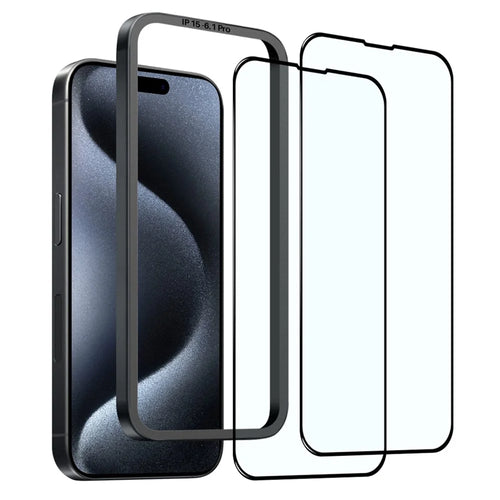 NORTHJO 2Pcs A+ For iPhone 15 Pro Silk Printing Screen Protector High Aluminum-Silicon Glass Film with Easy Installation Tool - 1