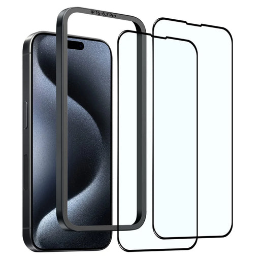 NORTHJO 2Pcs A+ For iPhone 15 Pro Max Screen Protector Silk Printing Film with Installation Alignment Frame - 1