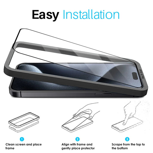 NORTHJO 2Pcs A+ For iPhone 15 Pro Max Screen Protector Silk Printing Film with Installation Alignment Frame - 2
