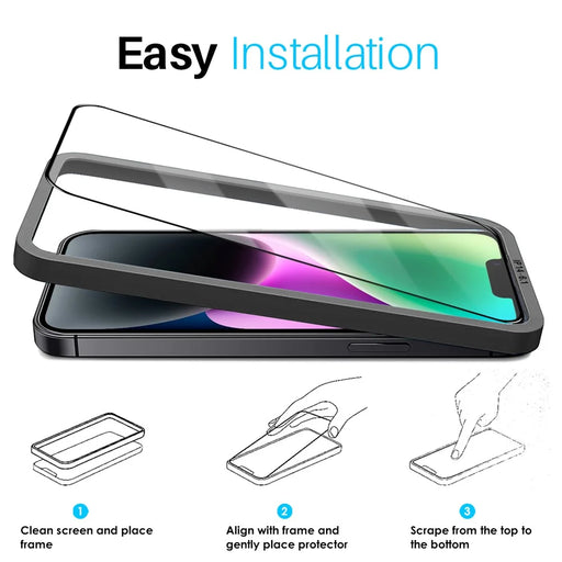 NORTHJO 2Pcs A+ For iPhone 14 Screen Protector with Installation Frame 2.5D High Aluminum-Silicon Glass - 2