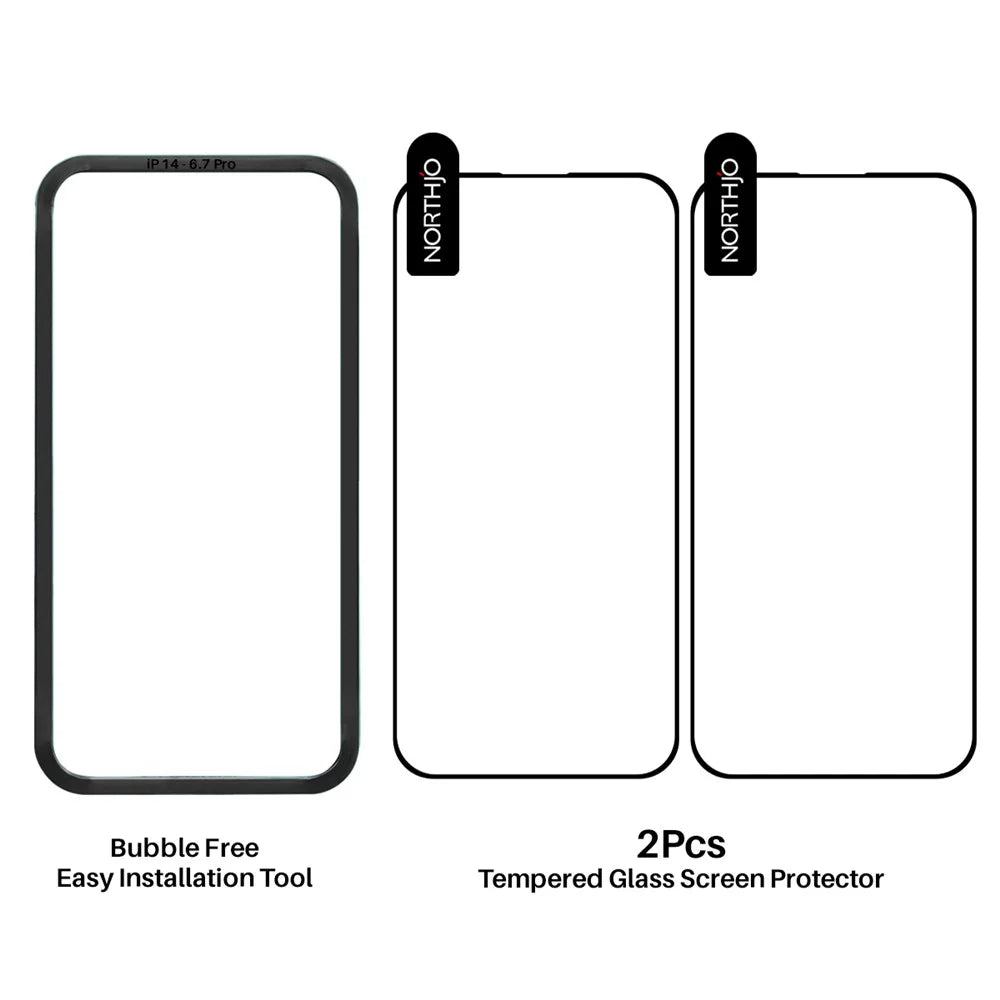 NORTHJO 2Pcs A+ For iPhone 14 Pro Max Screen Protector Silk Printing High Aluminum-Silicon Glass Film with Installation Tool - 2