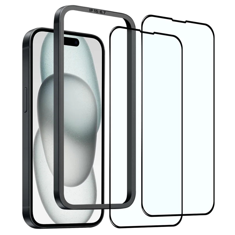 NORTHJO 2Pcs A+ For iPhone 15 Plus High Aluminum-Silicon Glass Film Silk Printing Screen Protector with Installation Tool - 1