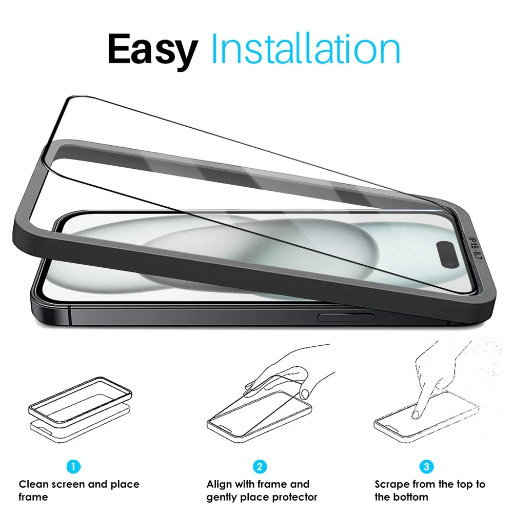 NORTHJO 2Pcs A+ For iPhone 15 Plus High Aluminum-Silicon Glass Film Silk Printing Screen Protector with Installation Tool - 3