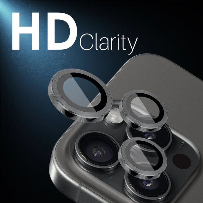NORTHJO 2 Sets for iPhone 14 Pro / 14 Pro Max / 15 Pro / 15 Pro Max Tempered Glass Lens Protector CD Veins Metal Ring Lens Guard - Black - 5