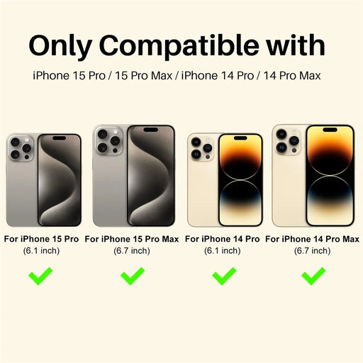 NORTHJO 2 Sets for iPhone 15 Pro / 15 Pro Max / 14 Pro / 14 Pro Max Lens Protector Glitter Ring Tempered Glass Lens Guard - Gold - 2