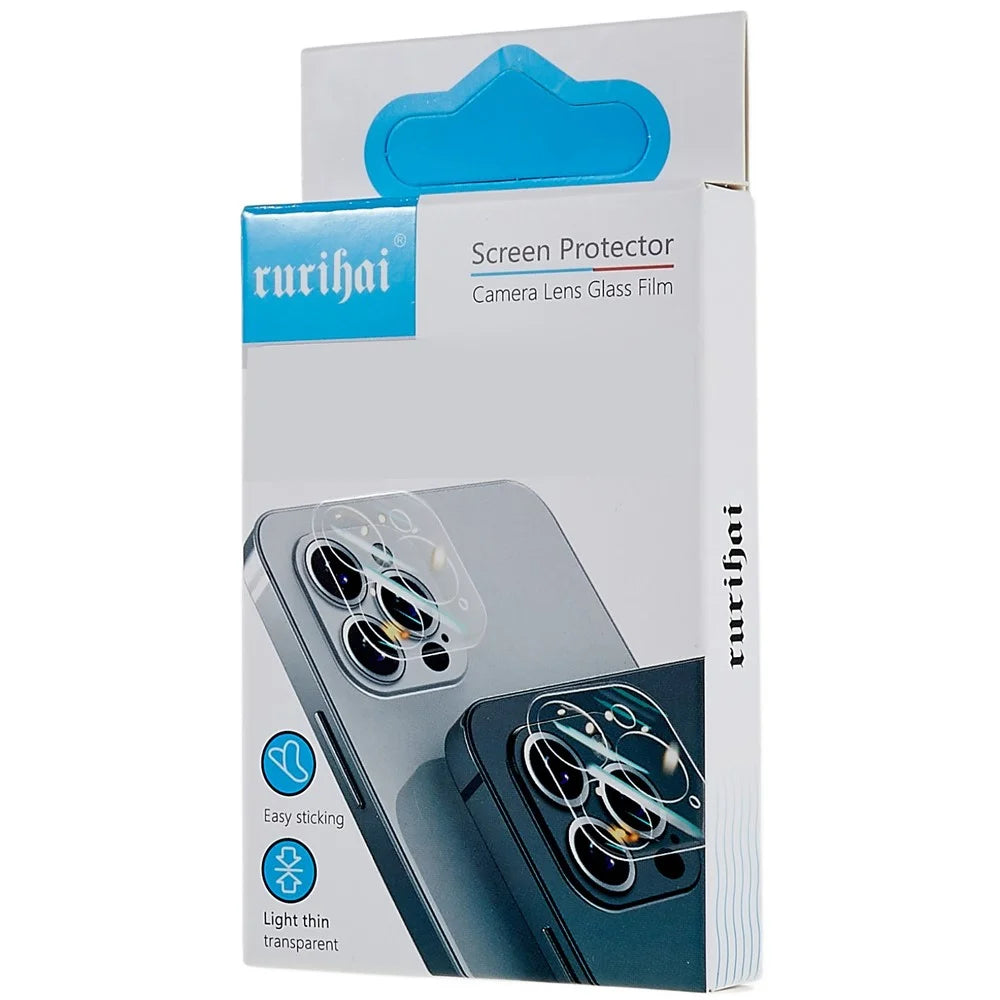 RURIHAI For iPhone 14 6.1 inch / 14 Plus 1 Set 3D Camera Lens Protector Ultra Clear Metal + Tempered Glass Protective Film - Black - 5