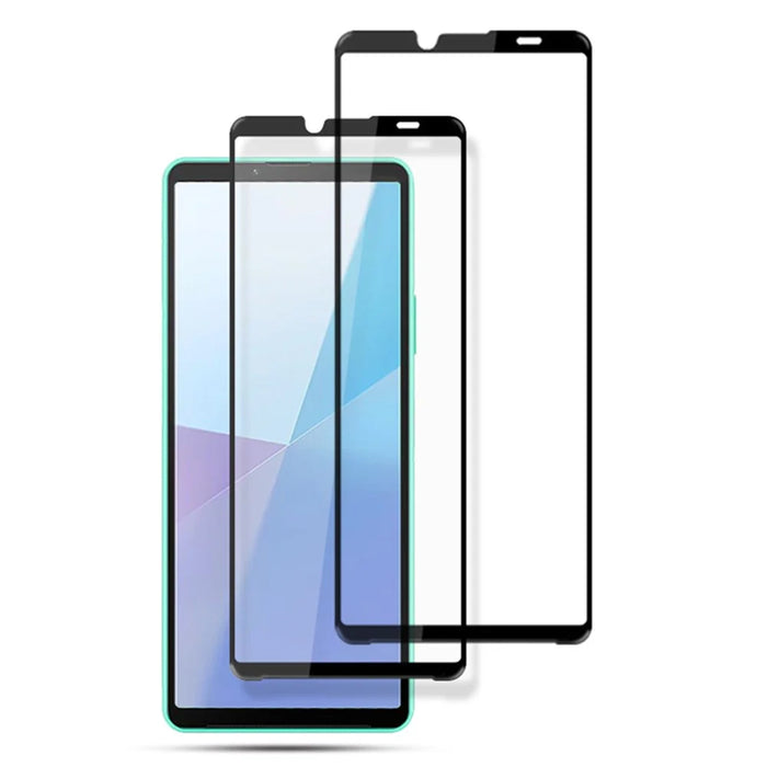 AMORUS 2Pcs For Sony Xperia 10 VI Screen Protector Tempered Glass Film Full-Coverage, Silk Printing - Black - 1