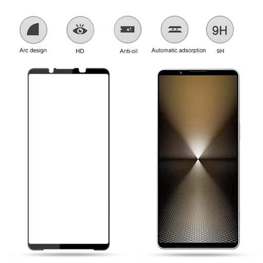 MOCOLO For Sony Xperia 1 VI Screen Protector Tempered Glass Anti-Shatter Silk Printing Film, Black - 2