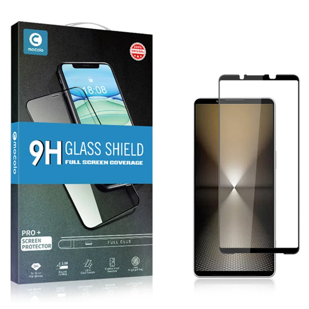 MOCOLO For Sony Xperia 1 VI Screen Protector Tempered Glass Anti-Shatter Silk Printing Film, Black - 7
