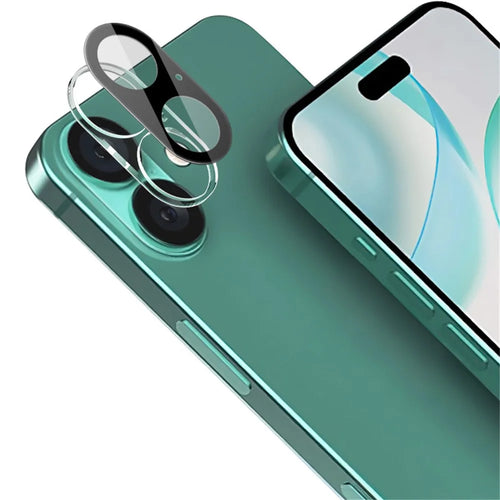 IMAK For iPhone 16 / 16 Plus Camera Lens Protector+Acrylic Lens Cap Tempered Glass Lens Film HD Clear (Black Version) - 1