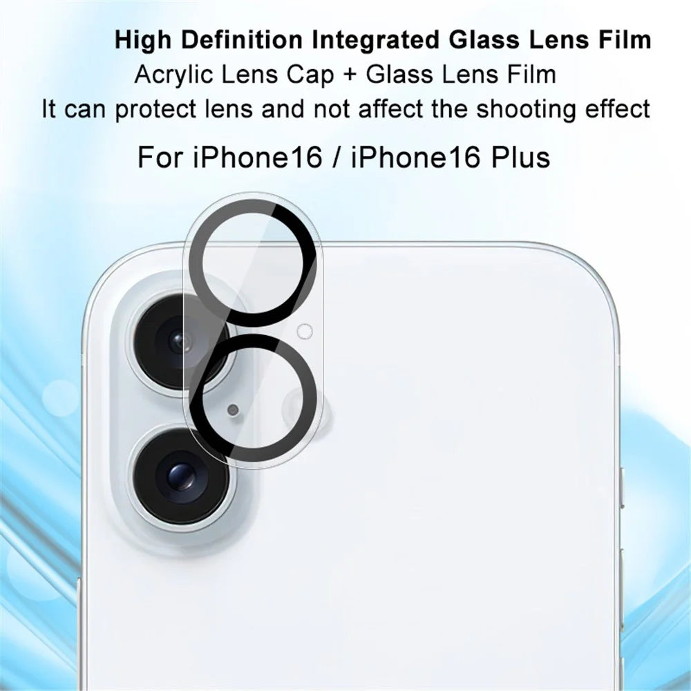 IMAK For iPhone 16 / 16 Plus Camera Lens Film Acrylic Lens Cap + Tempered Glass Lens Film - 2