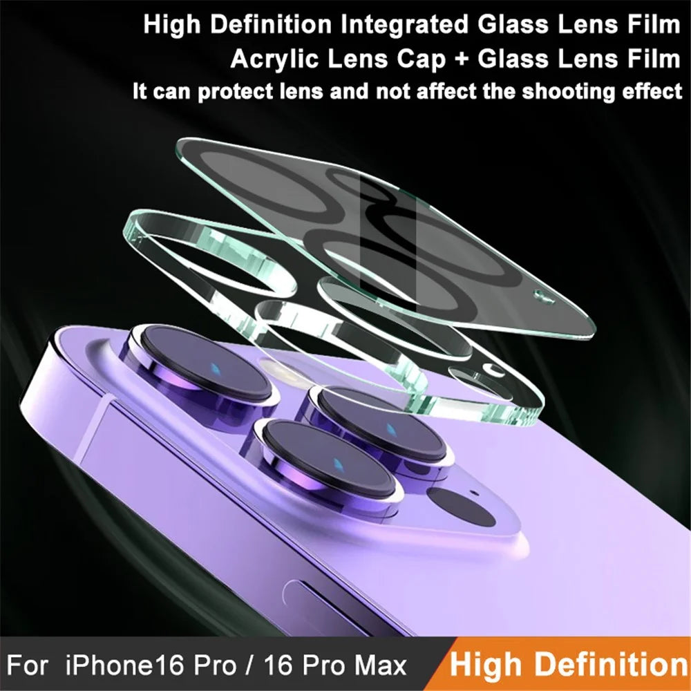 IMAK For iPhone 16 Pro / 16 Pro Max Tempered Glass HD Camera Lens Protector + Acrylic Lens Cap - 3