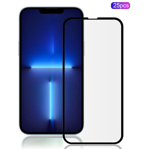 MOCOLO 25Pcs For iPhone 13 Pro Max Full Screen Protector Silk Printing Tempered Glass Film - Black - 1