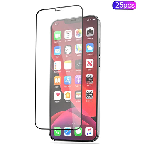 MOCOLO 25Pcs For iPhone 12 Pro Max Full Screen Protector Silk Printing Tempered Glass Film, Black - 1