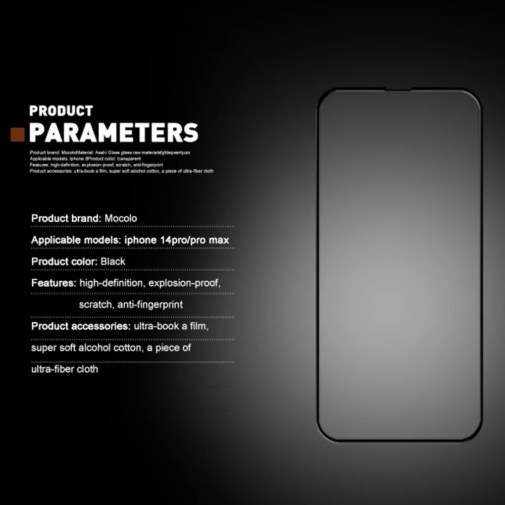 MOCOLO 25Pcs For iPhone 14 Pro Screen Protector Tempered Glass Film Case-Friendly, HD Clear - Black - 4