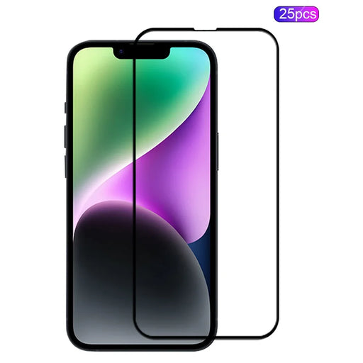MOCOLO 25Pcs For iPhone 14 Plus Screen Protector Silk Printing Tempered Glass Full Cover Film - Black - 1