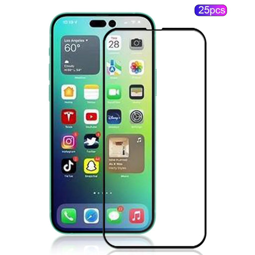 MOCOLO 25Pcs For iPhone 16 Pro Full Screen Protector Tempered Glass Silk Printing Edge - Black - 1