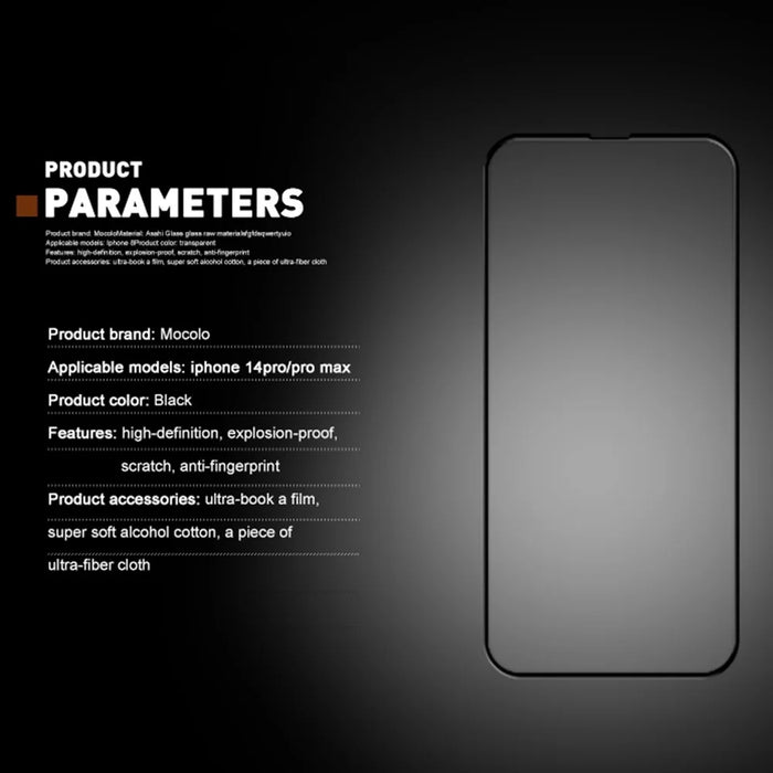 MOCOLO 25Pcs For iPhone 16 Pro Full Screen Protector Tempered Glass Silk Printing Edge - Black - 4