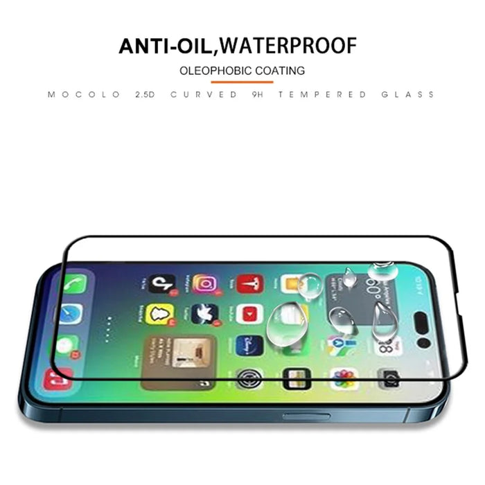 MOCOLO 25Pcs For iPhone 16 Pro Full Screen Protector Tempered Glass Silk Printing Edge - Black - 5