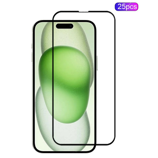 MOCOLO 25Pcs For iPhone 16 Plus Tempered Glass Screen Protector Silk Printing Full Glue Film - Black - 1