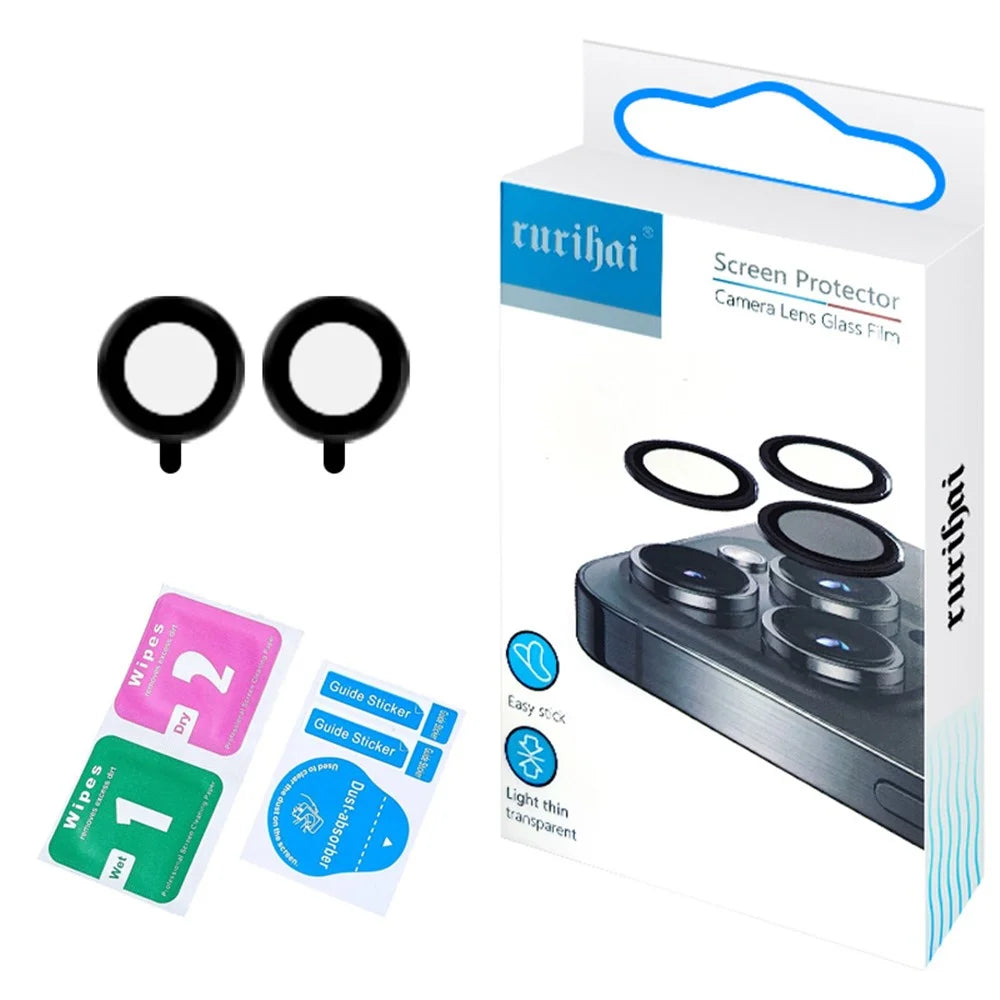 RURIHAI 2Pcs For iPad Air 11 (2024) Camera Lens Protector Metal Ring CSG Glass AR Clear Lens Film - Black - 5