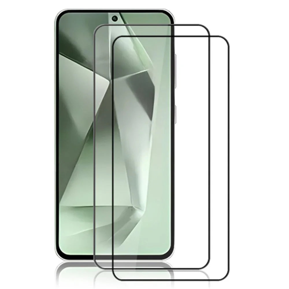 AMORUS 2Pcs For Samsung Galaxy S24 FE Screen Protector Tempered Glass Film Full-Coverage, Silk Printing, Black - 1