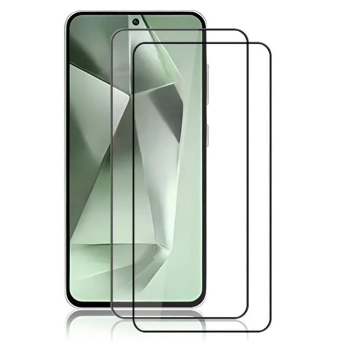 AMORUS 2Pcs For Samsung Galaxy S24 FE Screen Protector Tempered Glass Film Full-Coverage, Silk Printing, Black - 1