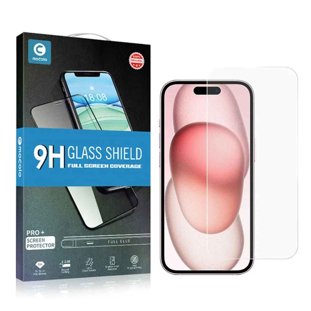 MOCOLO 50Pcs For iPhone 15 Screen Protector Tempered Glass Clear Film Not Full Coverage - 6