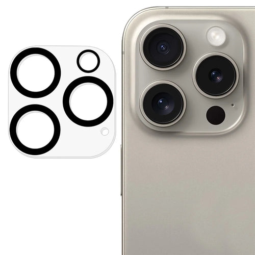 For iPhone 16 Pro / 16 Pro Max Camera Lens Protector Built-In Black Circles Tempered Glass Lens Film - 1