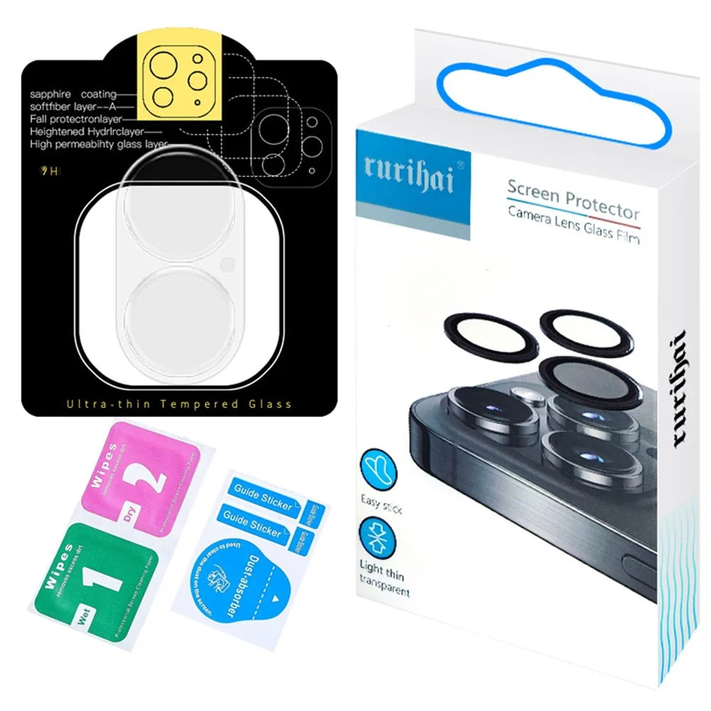 RURIHAI For iPhone 16 / 16 Plus Camera Lens Protector 3D Clear High Aluminum-Silicon Glass Lens Film - 4