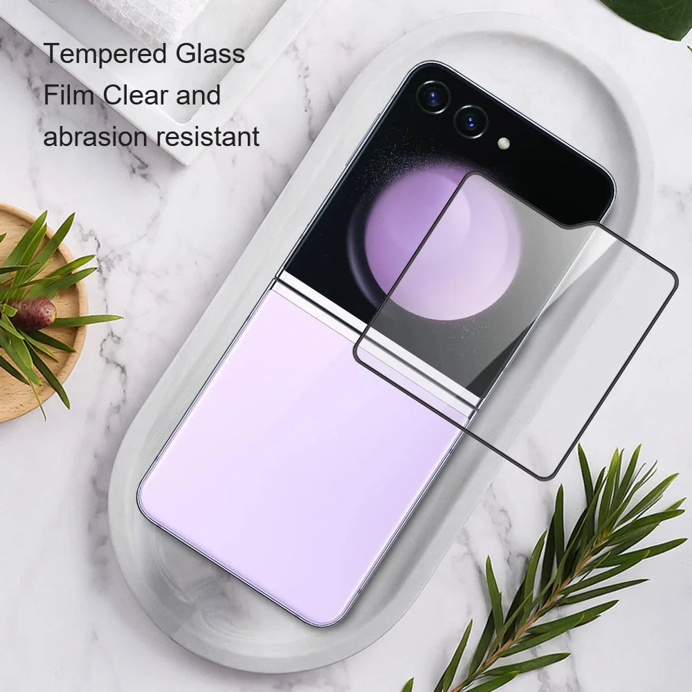 AMORUS 2Pcs For Samsung Galaxy Z Flip7 FE 5G / Z Flip6 5G Rear Screen Protector Silk Printing Tempered Glass Film - Black - 4