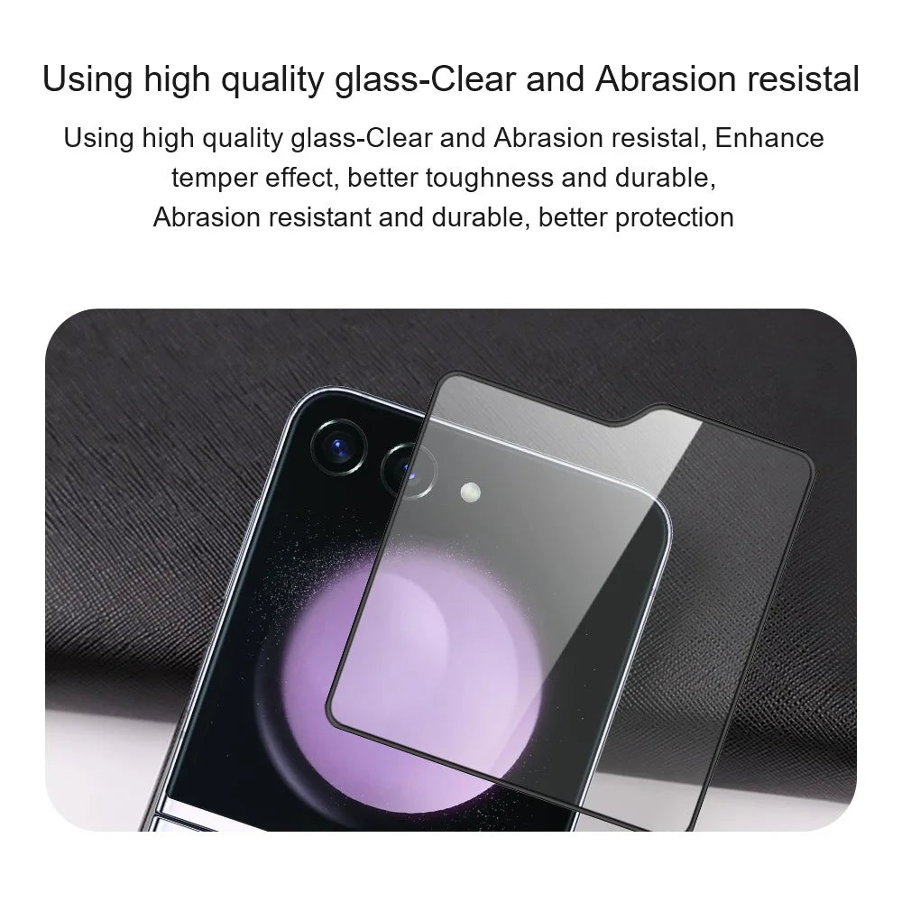 AMORUS 2Pcs For Samsung Galaxy Z Flip7 FE 5G / Z Flip6 5G Rear Screen Protector Silk Printing Tempered Glass Film - Black - 5