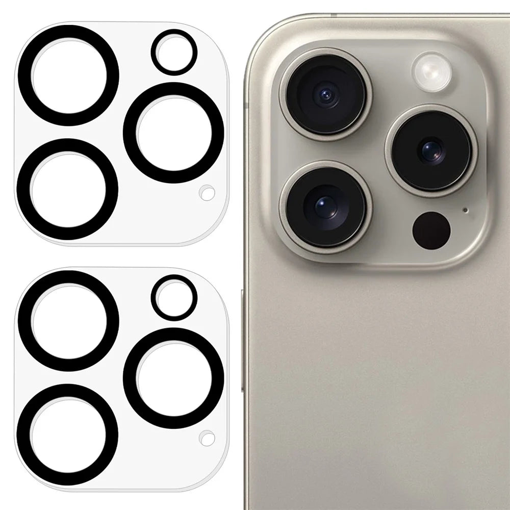 2Pcs for iPhone 16 Pro / 16 Pro Max Silk Printing Camera Lens Protector 3D Arc Edge Tempered Glass Film - 1