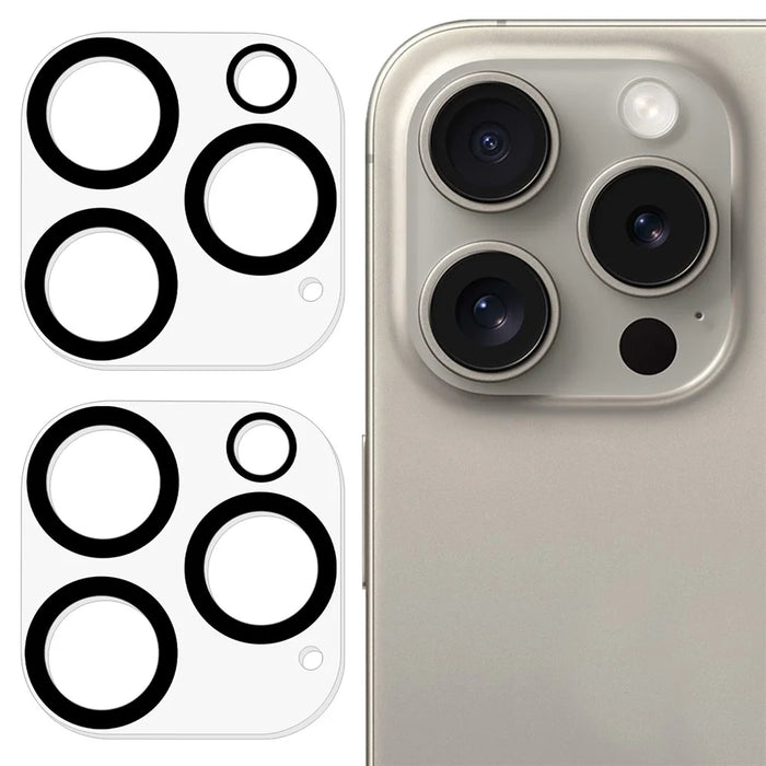 2Pcs for iPhone 16 Pro / 16 Pro Max Silk Printing Camera Lens Protector 3D Arc Edge Tempered Glass Film - 1