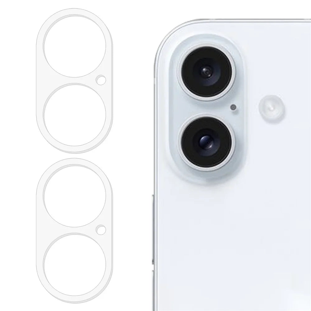 2Pcs For iPhone 16 / 16 Plus Camera Lens Protector 3D Arc Edge Tempered Glass Lens Film - 1