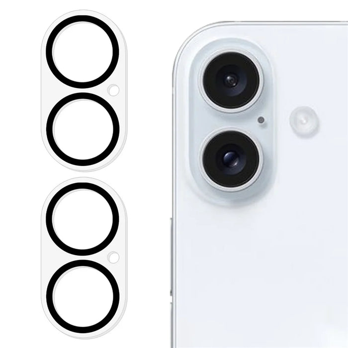 2Pcs for iPhone 16 / 16 Plus Camera Lens Protector Silk Printing 3D Arc Edge Tempered Glass Film - 1