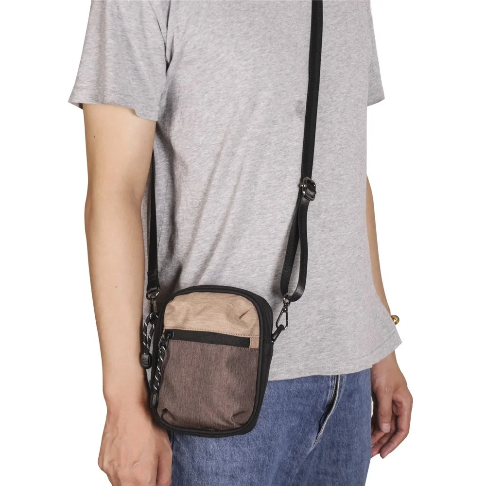 Oxford Cloth Phone Pouch Men Women Cellphone Keys Wallet Carrying Crossbody Bag Waist Belt Hanging Bag - Khaki - 5