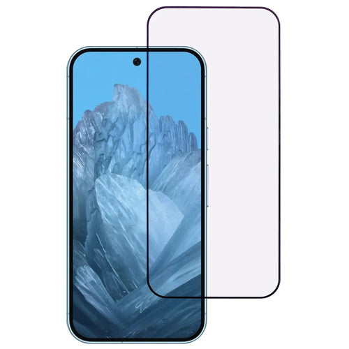 For Google Pixel 9 / 9 Pro High Aluminium-Silicon Glass Screen Protector Purple Light Protection Silk Printing Screen Film - 1