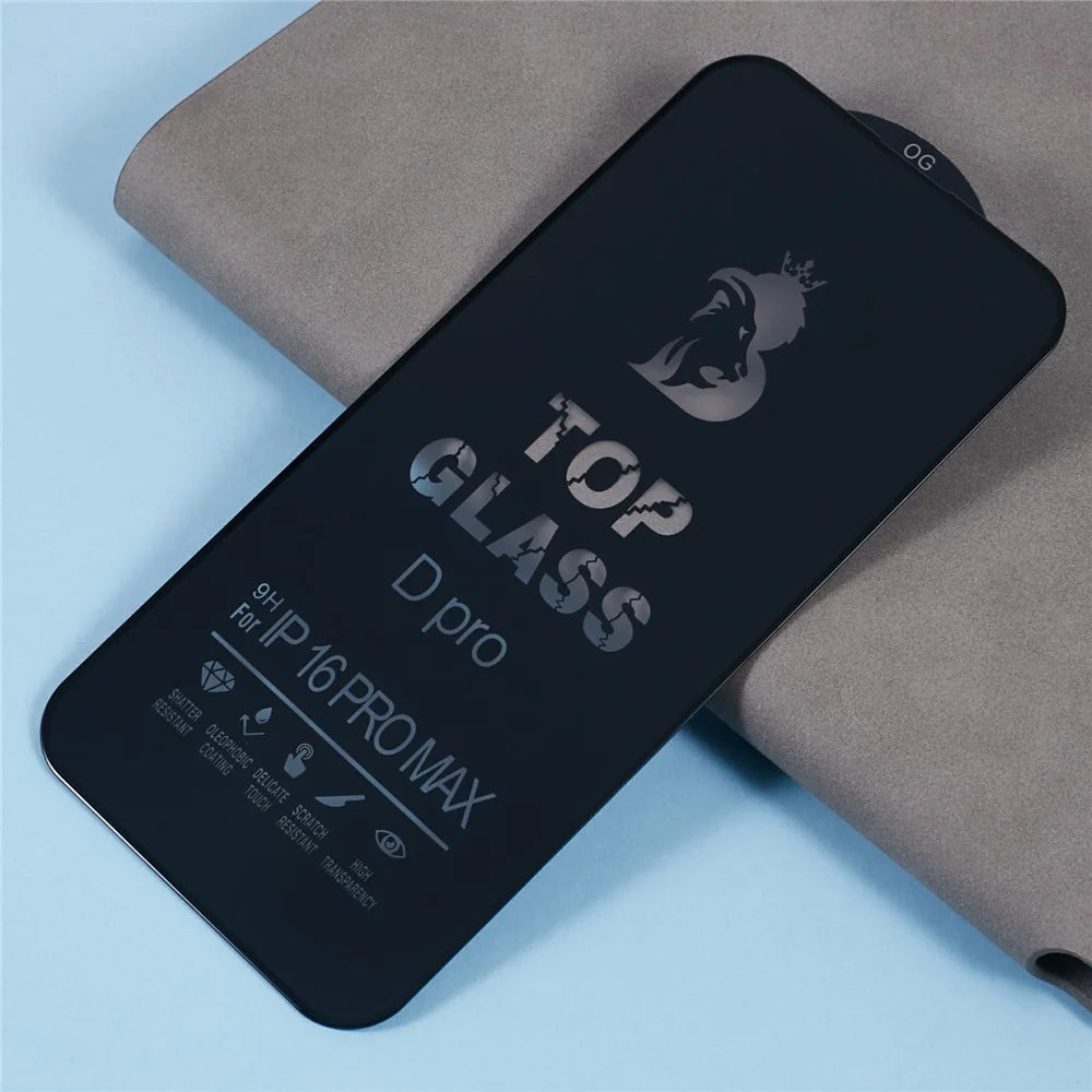 D Pro For iPhone 16 Pro Max Silk Printing Screen Protector Full Cover Tempered Glass Film - 3