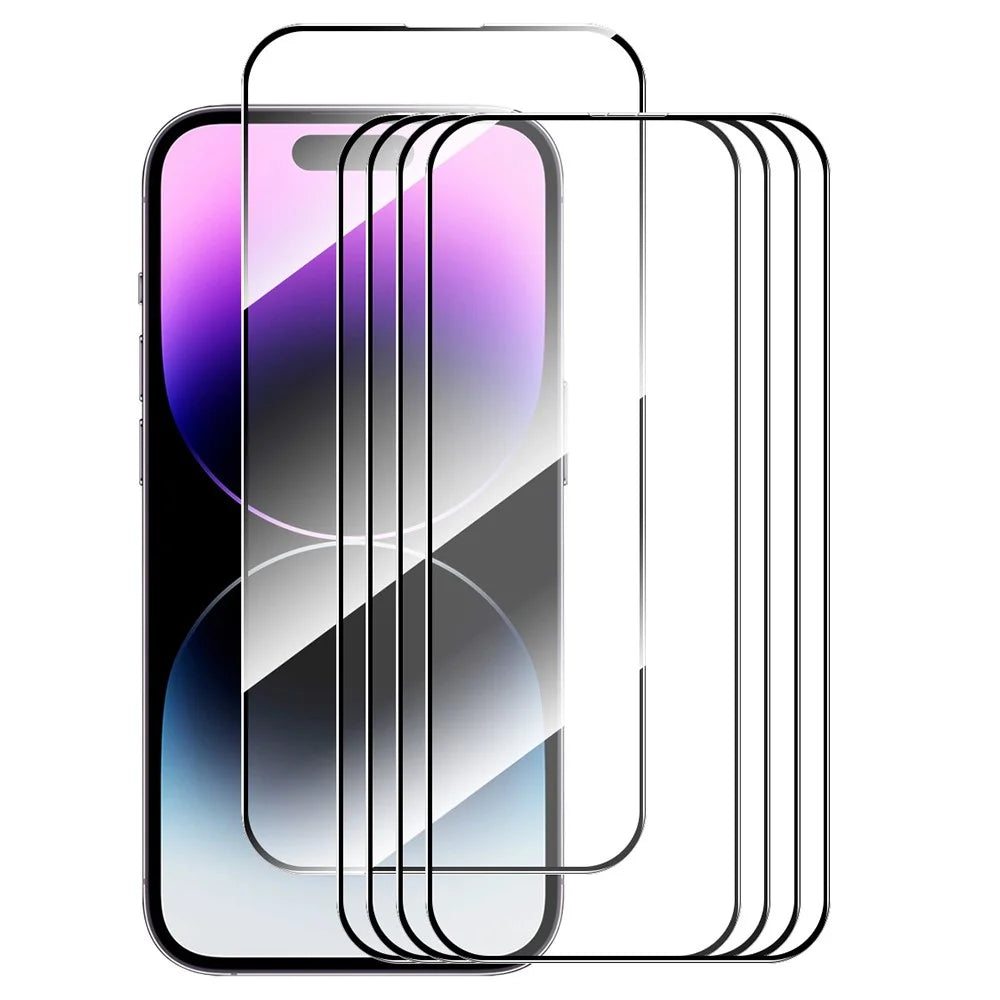 ENKAY HAT PRINCE 5Pcs For iPhone 16 Plus / 15 Plus Screen Protector 0.26mm Silk Printing High Aluminium-Silicon Glass Film - 1