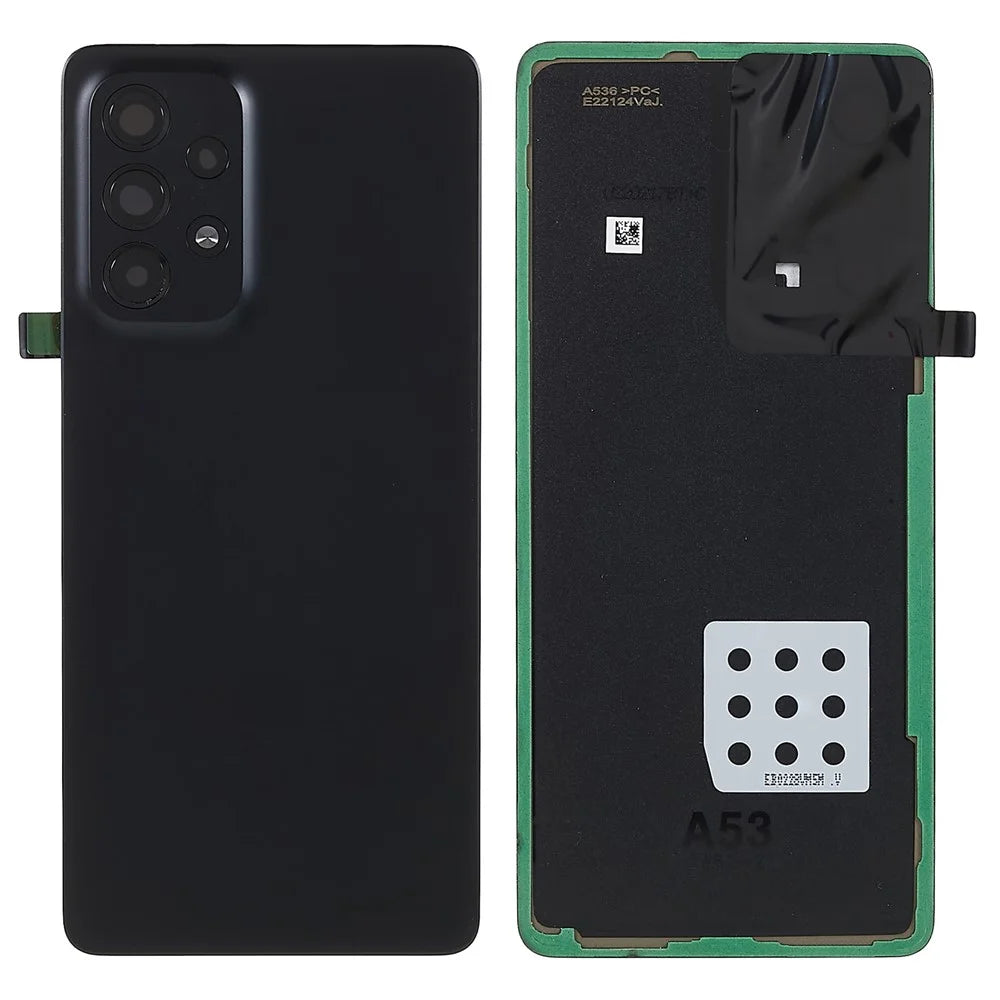 For Samsung Galaxy A53 5G A536 Battery Housing with Adhesive Sticker + Camera Lens Cover (Without Logo) - Black - 1