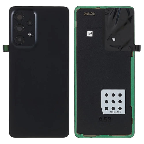 For Samsung Galaxy A53 5G A536 Battery Housing with Adhesive Sticker + Camera Lens Cover (Without Logo) - Black - 1